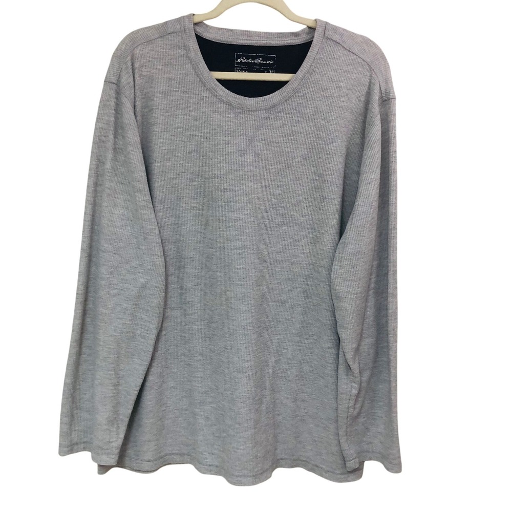 Eddie Bauer Mens XXL Gray Waffle Knit Thermal Shirt Gorpcore Lounge Layering